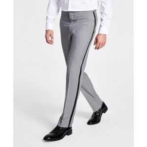 Alfani Men's Slim-Fit Stretch Tuxedo Pants Grey B4HP $135